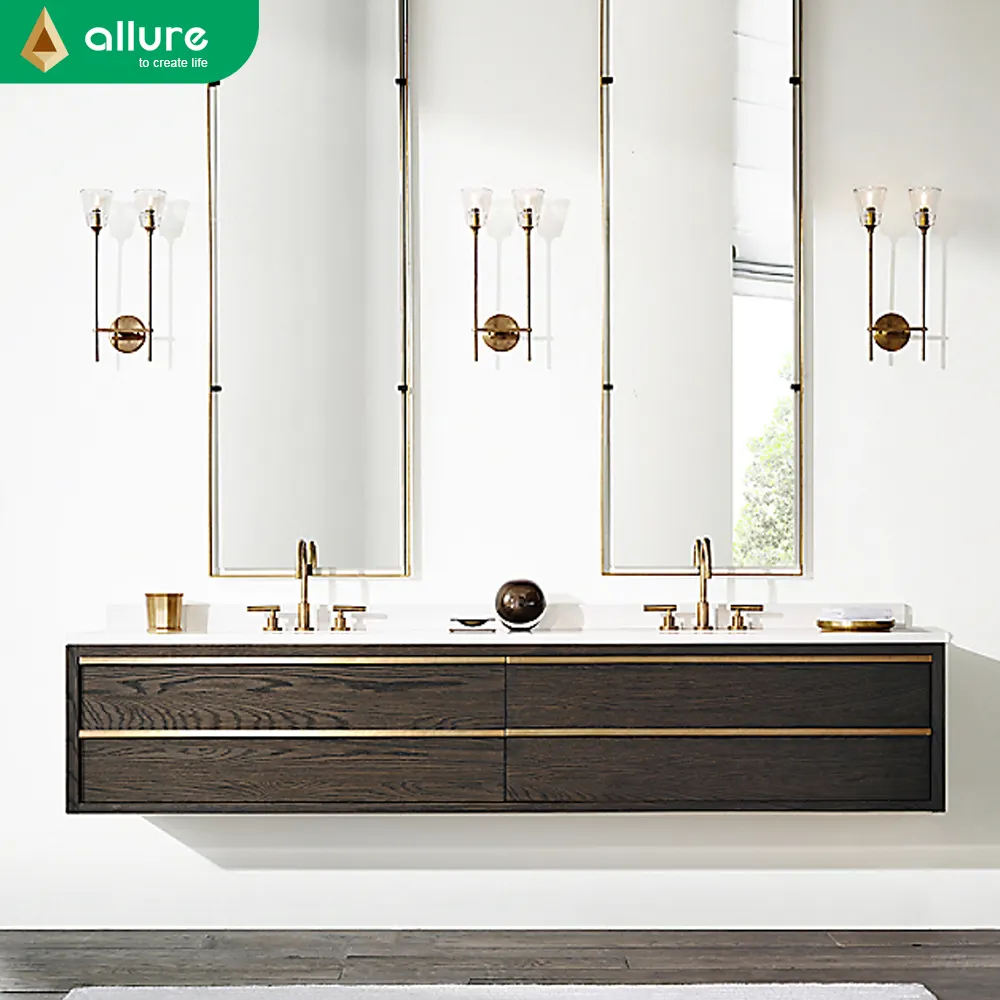 Allure quartz designer public used spanish style 2 sink bathroom vanity units without sink