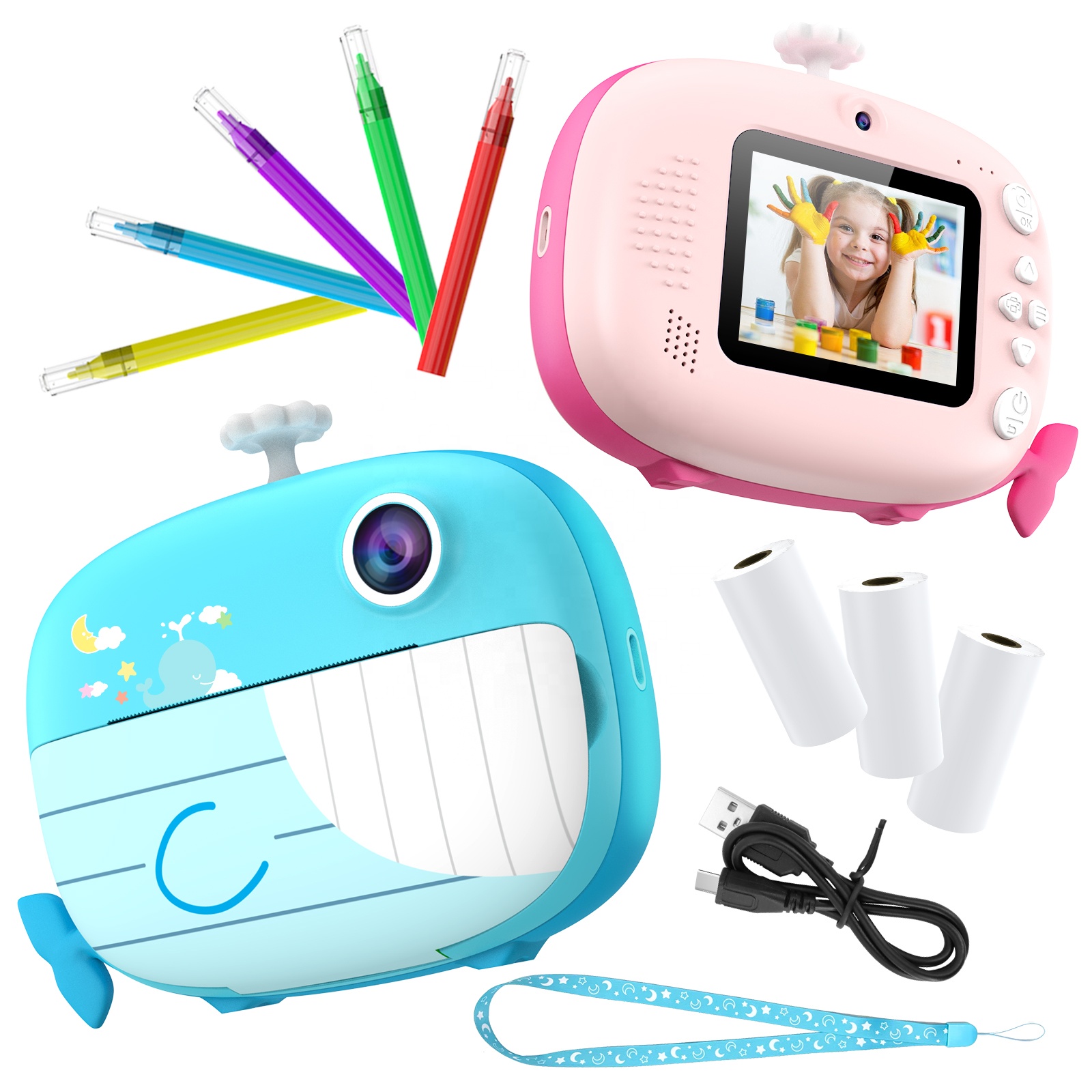 New Product Digital Print Camera for Kids With 2.4 Inch LCD Toy Camera for Children Instant Print Camera for Girls Boys