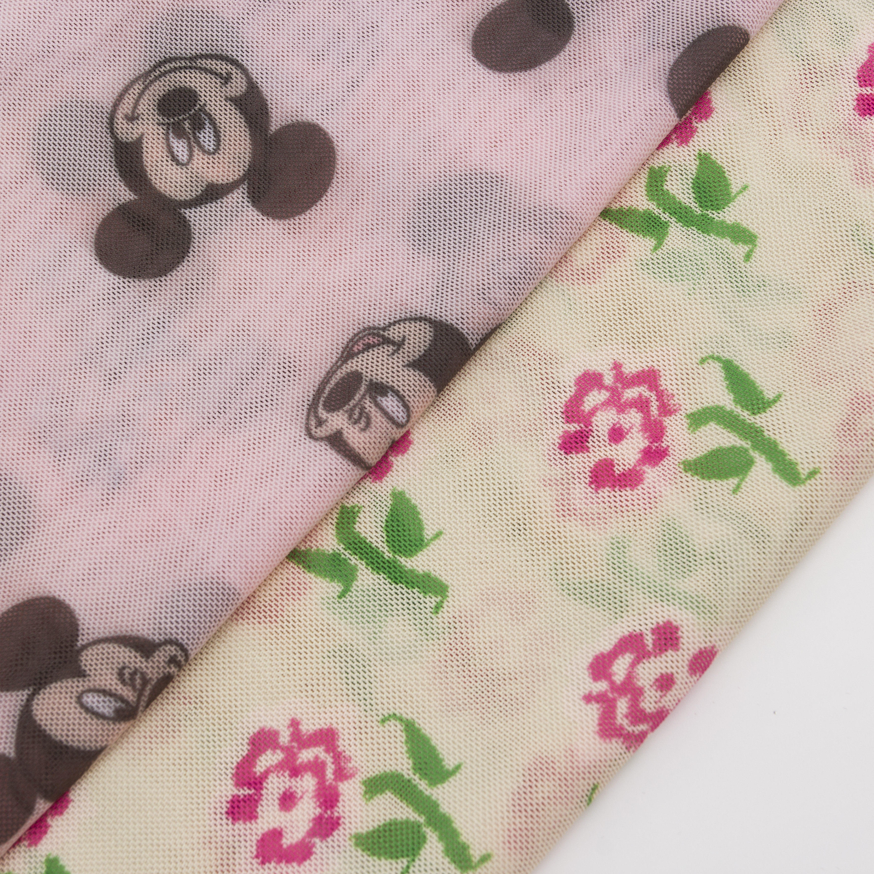 mouse head design custom print mesh fabric power net mesh printed for women clothes