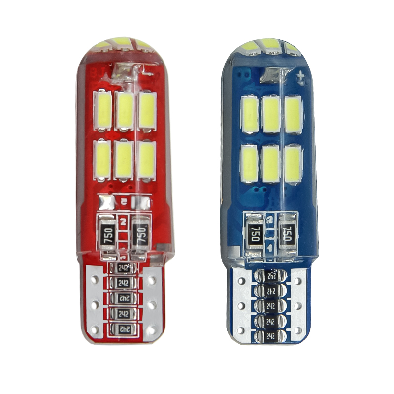 Светодиодная силиконовая купольная лампа T10 W5W 4014 15 smd 501 WY5W с клиновидным покрытием из силикагеля, светодиодная автомобильная лампа с поворотом на 194 градусов