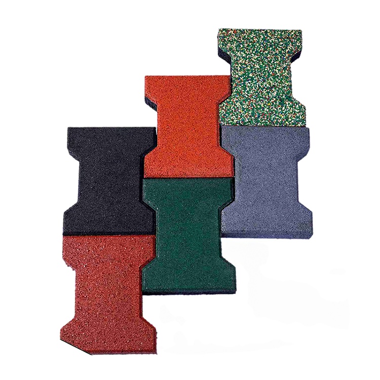 Recycled Rubber Playground Tiles Dog-bone Shaped Puzzle Rubber Floor For Walkway Paving