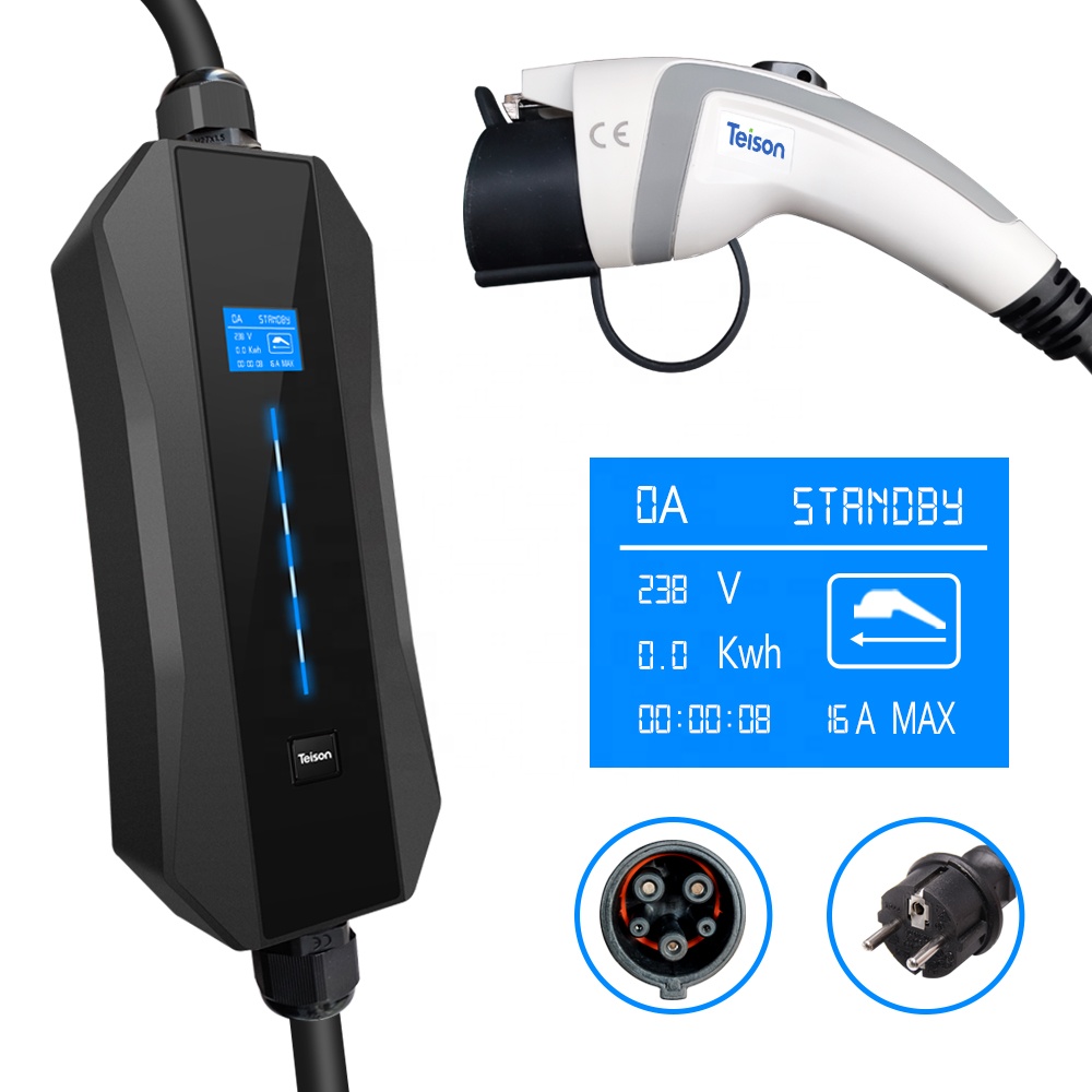 Mode2 16A портативное evse зарядное устройство j1772 тип 1 вилка ev автомобильное зарядное устройство