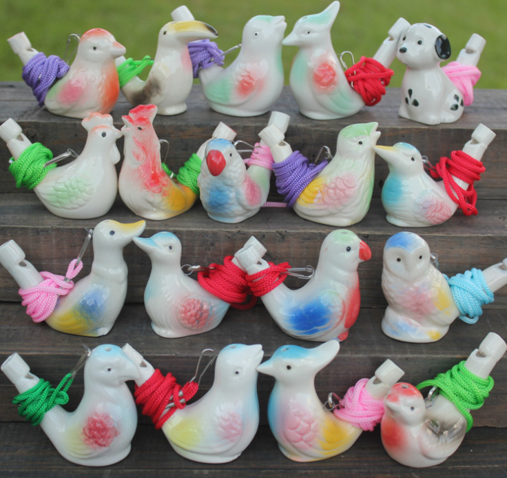Children Toys Ceramic Crafts Lanyard Water Whistle Bird