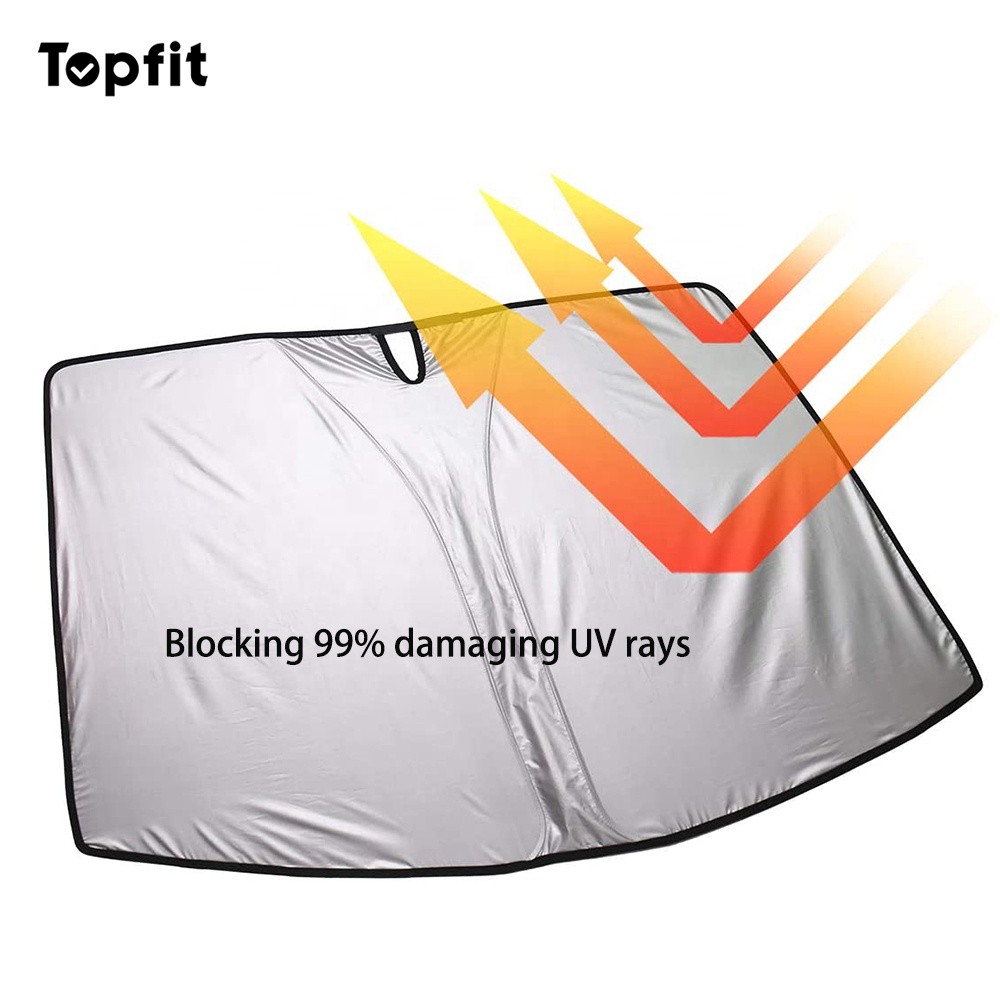 Topfit Whosales Sunshade Designed for Tesla Model 3/Y Front Windshield Double Layer Light Blocking Fabric Sun Shade