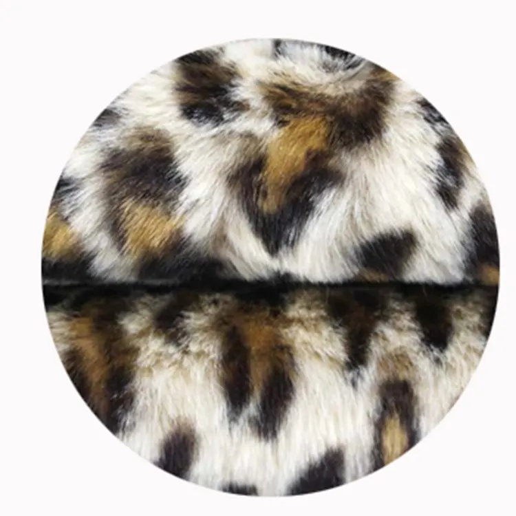 Wholesale printing long pile faux leopard fur cheap fleece fabrics for elegant coat