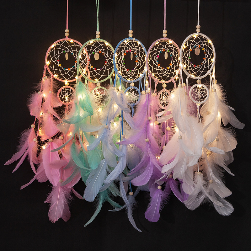 LED Dream Catcher kids gift, Handmade Dreamcatcher Feather birthday gift