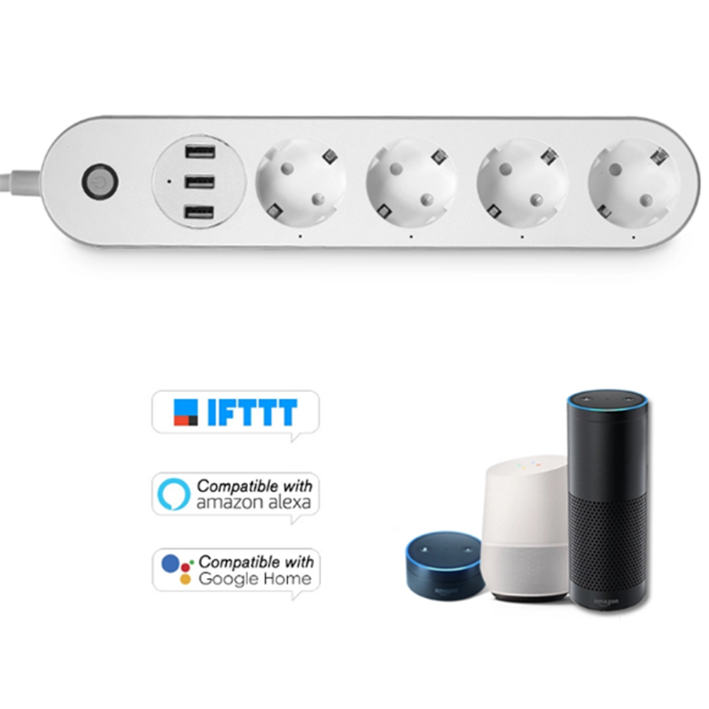 Wi-Fi EU смарт-удлинитель 16A розетка питания USB быстрое зарядное устройство Голосовое управление с Alexa Google Home приложение Tuya