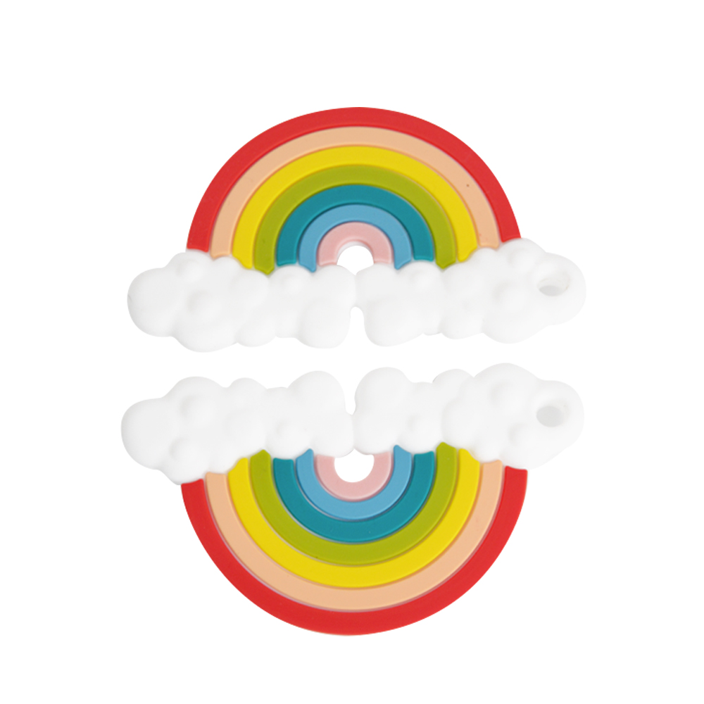 2021 New Educational Bpa Free Baby Silicone Rainbow Cloud Teething Teether Wholesale Logo OEM Wholesale In Stock