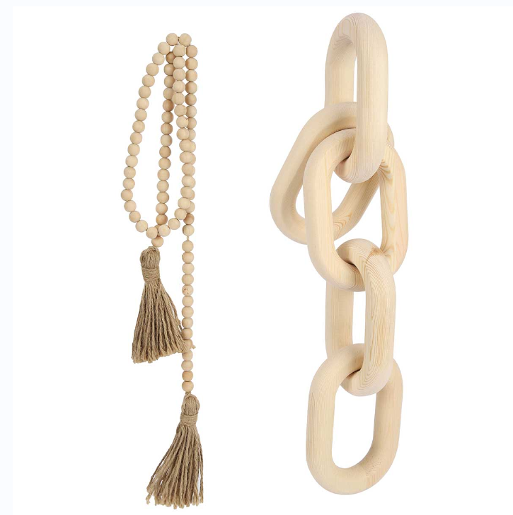 Hot Sales Custom Wood Links Chain And Garland Beads With Tassels For Home Decor