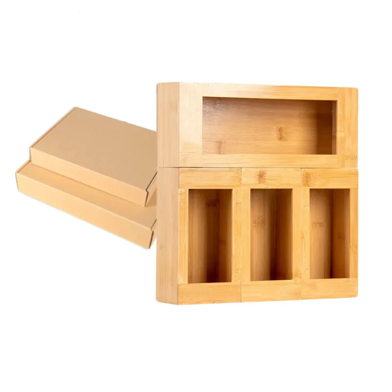 Compatible Bamboo Craft Box Wood Drawer ziplock PEVA Food Storage Bag kitchen drawer Dispenser dividers Organizer