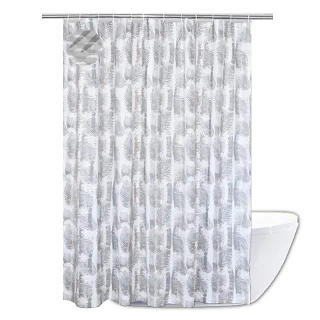 Palm Leaf Retro Style Microfiber Polyester Shower Curtain With 3D Embossed Dots