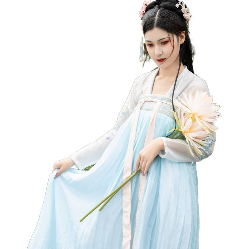 dinasty ancient beautiful fairy blue traditional Customized embroidered hanfu traditional