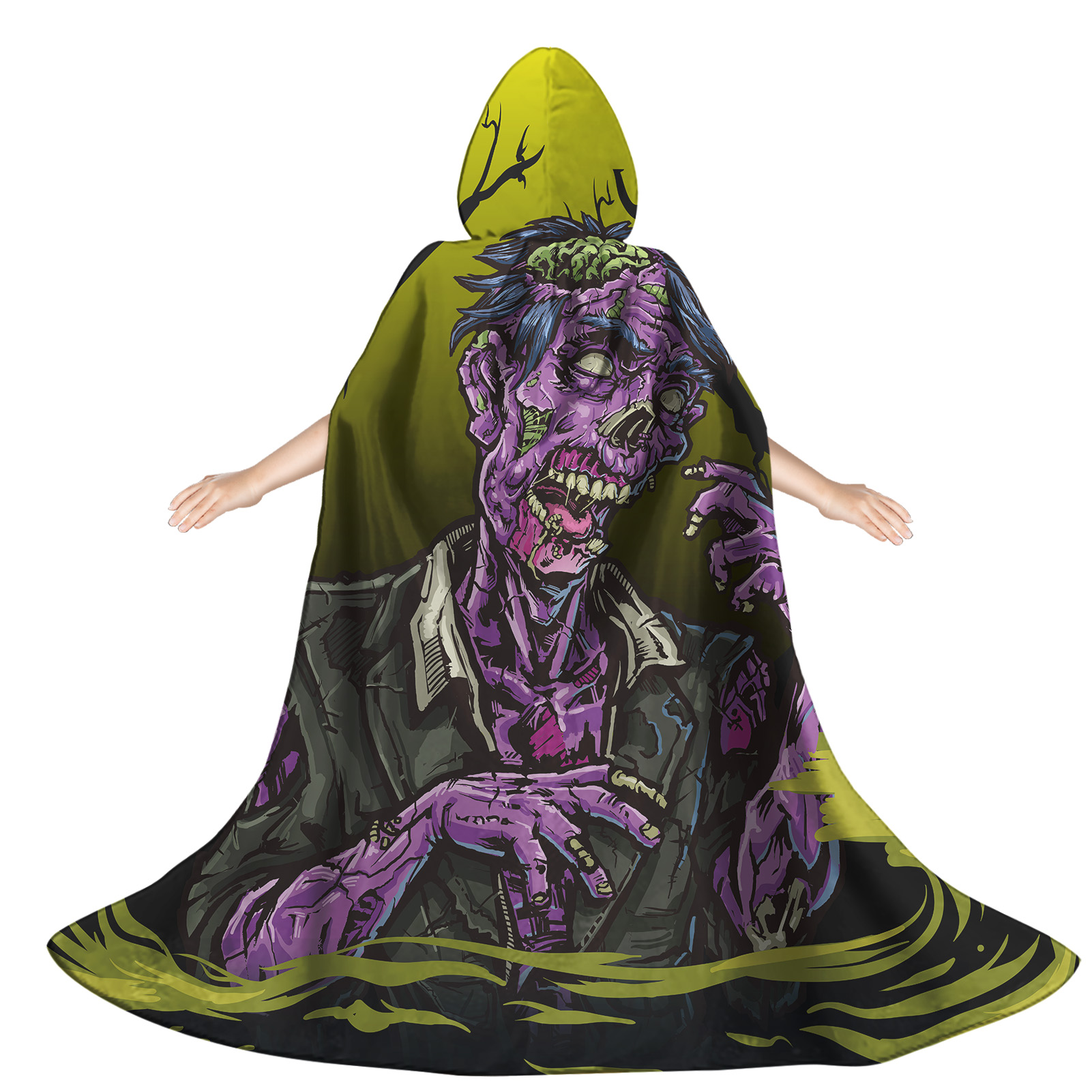 Scary Zombie Skull Printed Halloween outfits for Children Customized Hooded Cloak Halloween Costume Cape Drop shipping