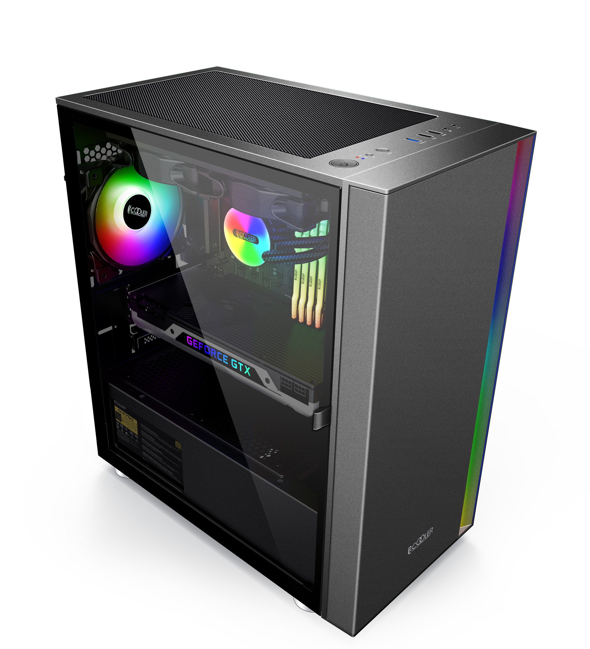 PCCOOLER multi color RGB case for gaming pc cabinets