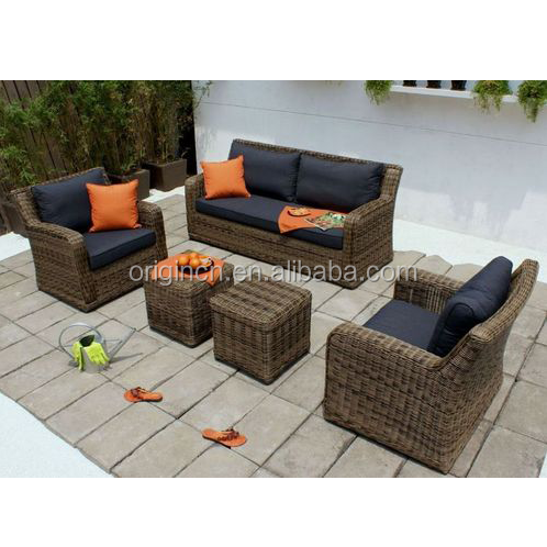 Wicker woven outside space relaxing modern sofa 4 seater outdoor rattan garden furniture set