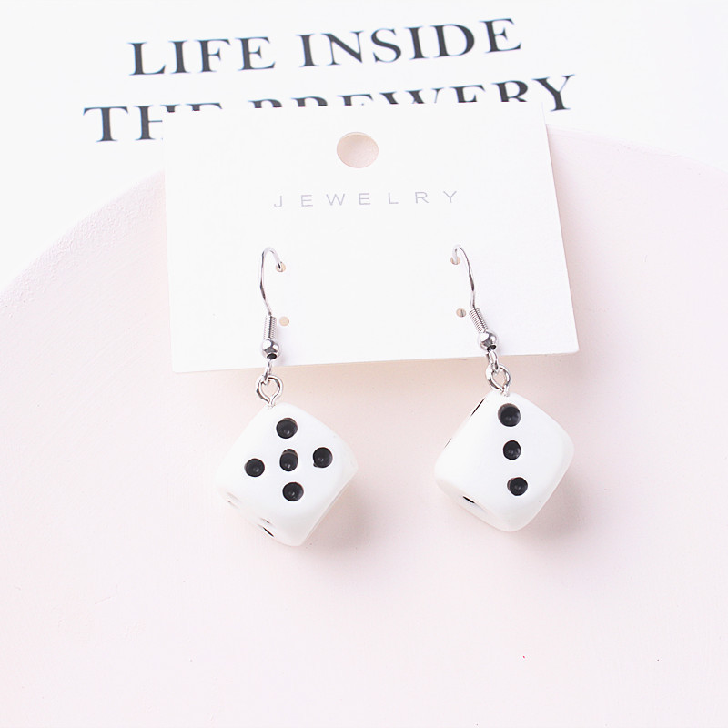 Fashion Bar Party Trendy Design Handmade Resin Dice Pendant Drop Earrings