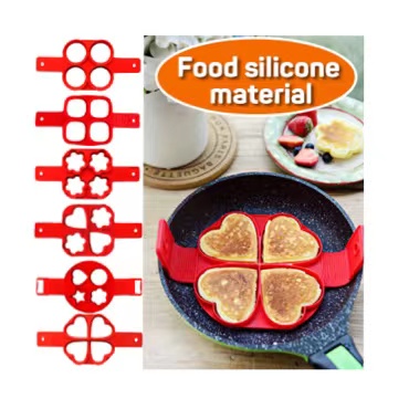 Silicone Pancake Mold Nonstick Egg Pancake Ring Fried Egg Cooker Egg Shaper Omelet Moulds for Kitchen DIY Baking Tools