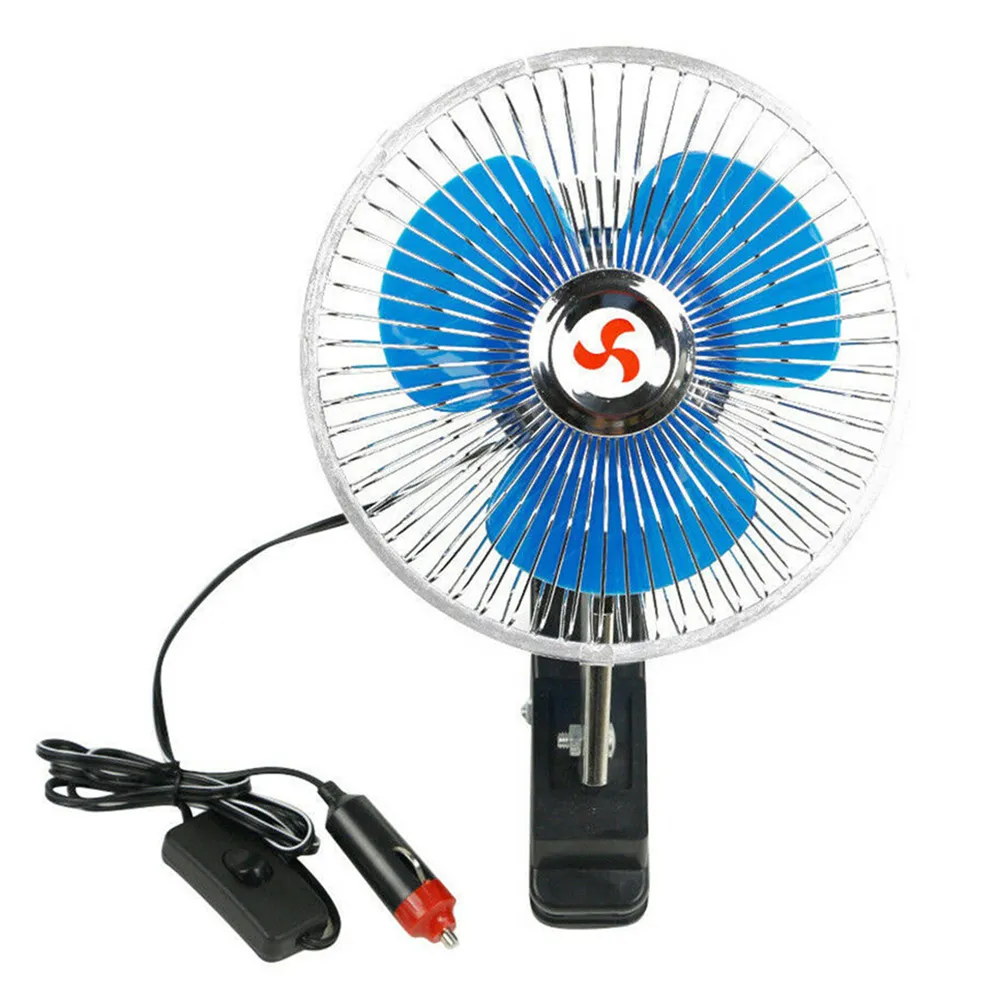 12V/24V Summer Cooling Fan Rotation Adjustable Car Fan Mini Electric Auto Car Fan Truck Vehicle Strong Wind Air Cooler Condition