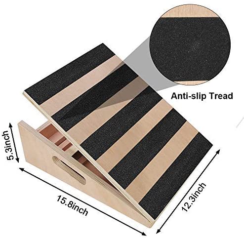 DESUN 5 Level Adjustable Wood Stretch Board Non-Slip Professional Wooden Slant Board