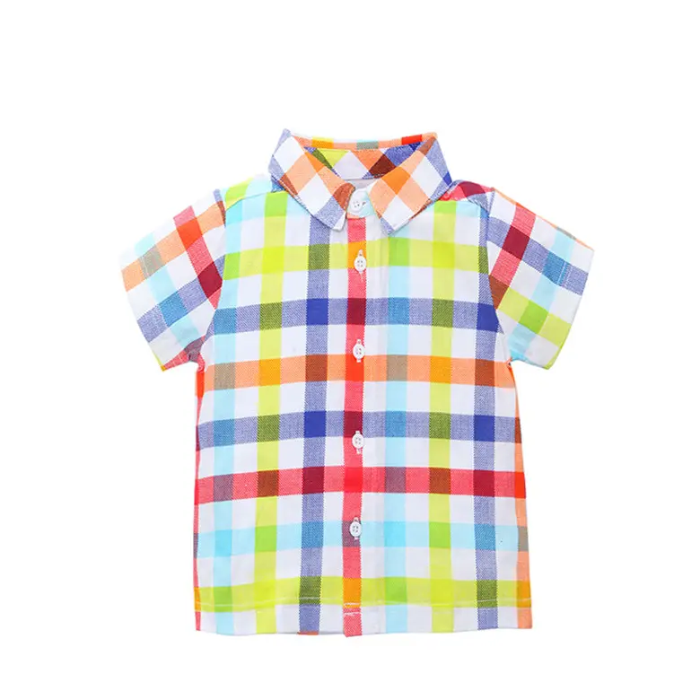 High Quality Summer Baby Boy T-shirt Short Sleeve Checked Polo Printed Cotton Shirts