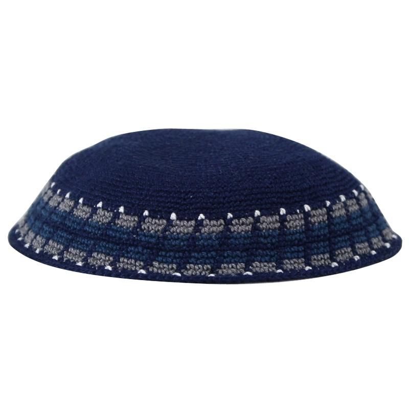 Заводской темно-синий Kippah. Вязаный крючком Kippah ручной работы, 100% хлопок, вязаный крючком черный крючок Kippah Yarmulke Yamaka