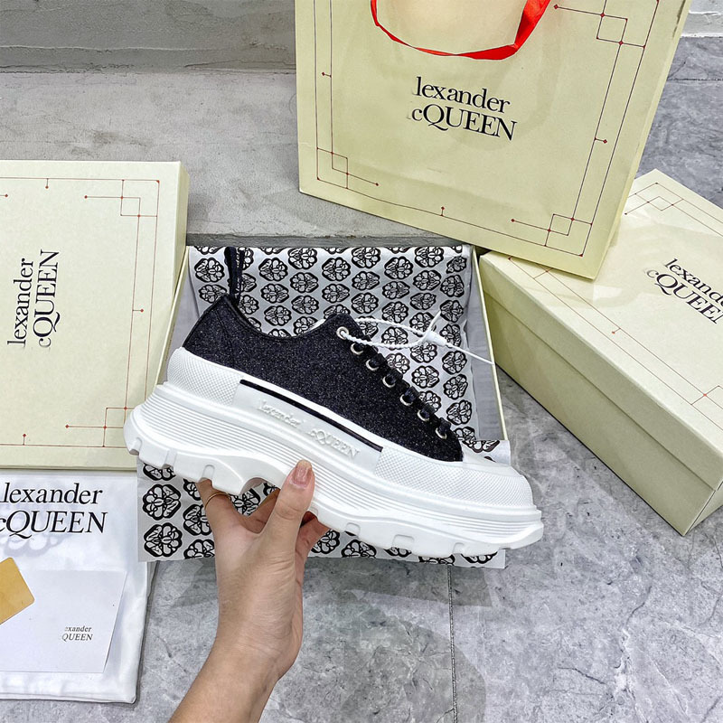 Женские высокие кроссовки mc queen alexandermcqueen с низкой платформой, холщовые кроссовки, женская спортивная обувь