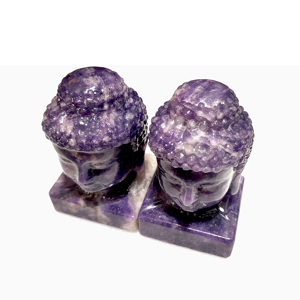 Crystal Buddha Head Wholesale Beautiful Purple Mica Buddha Head Crystal Carving For Sale