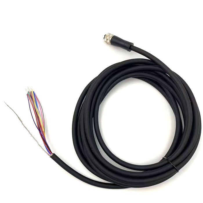 M12 A Code 3pin 4pin 5pin 6pin 8pin female straight shielded molded cable