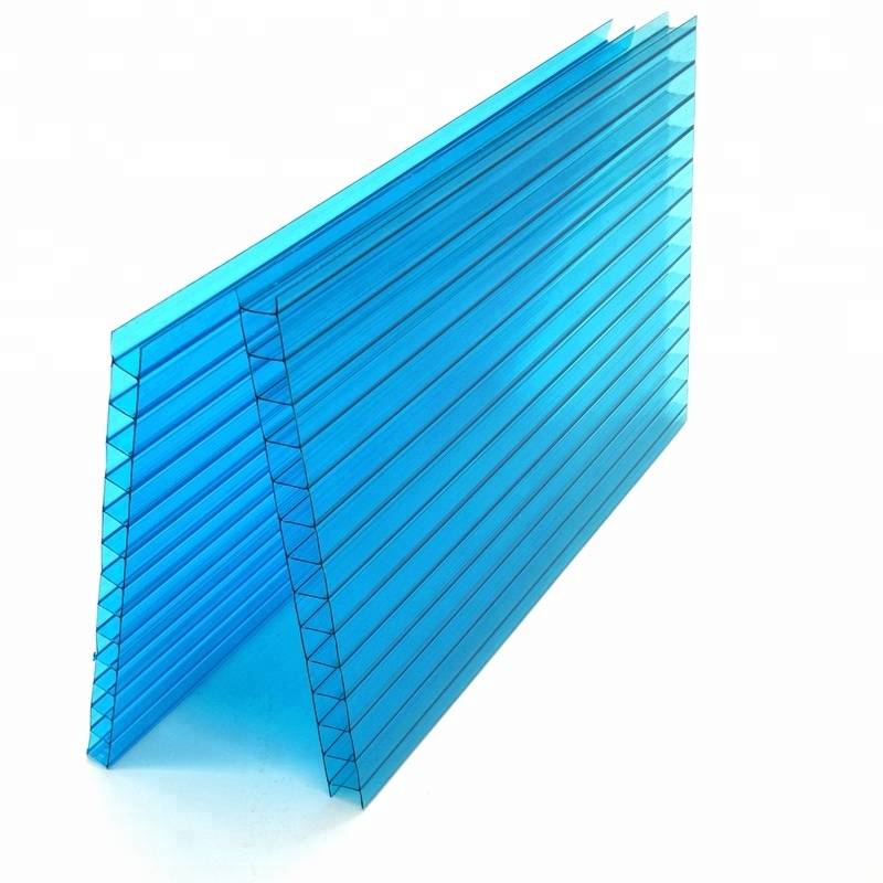 2.1m* 6m scratch resistant weather resistant waterproof UV coated blue hollow polycarbonate sheet for swimming pool ceiling