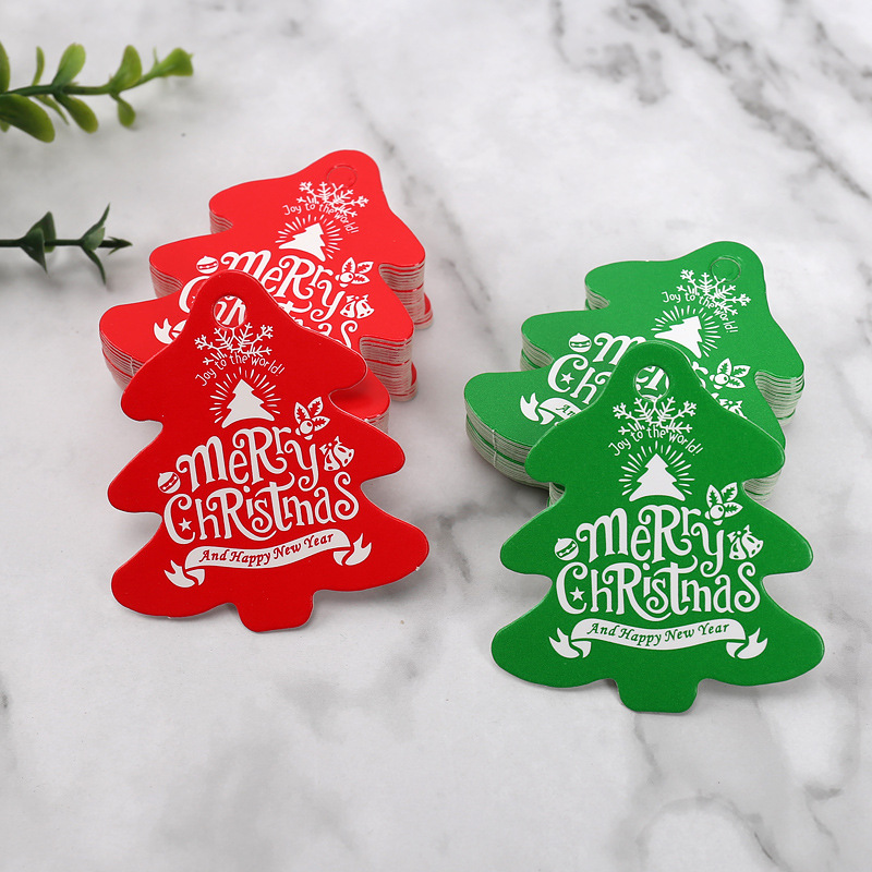 Hot Sale Wholesale Printed Christmas Tree Shape Paper Christmas Gift Tags Hang Holiday Decoration Hang Tags
