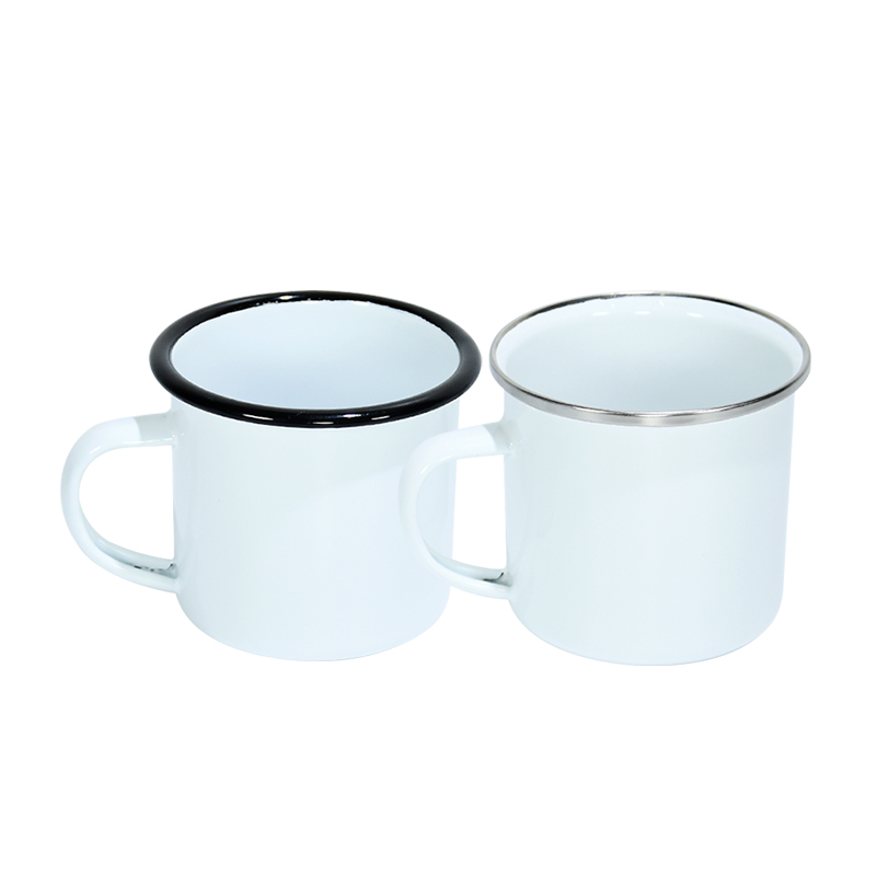 2021 New Arrivals 12oz DIY Printable Sublimation Blanks White Coffee Enamel Mugs cup with Handle
