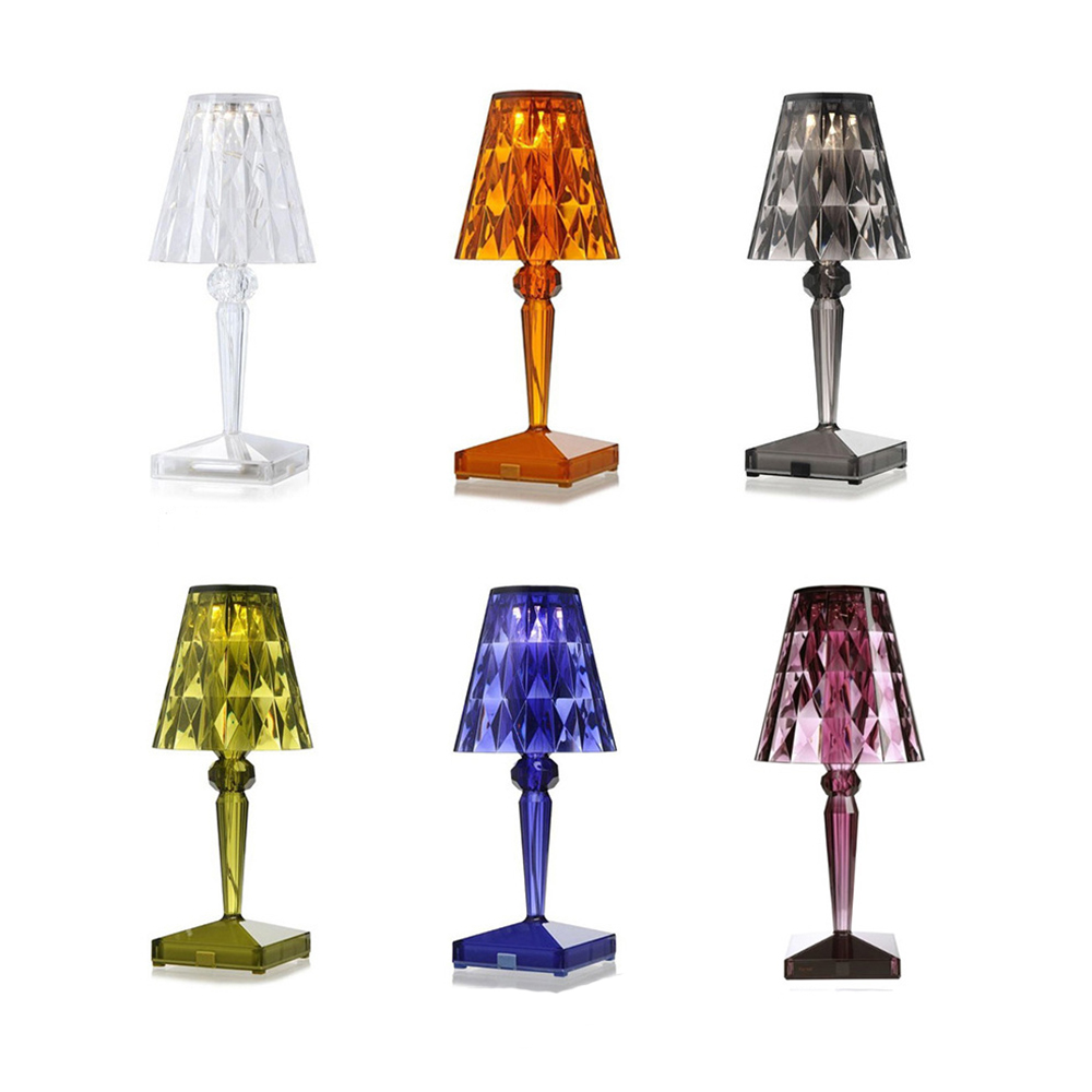 Colorful crystal light led lamp wireless charger battery cordless crystal table lamp for hotel atmosphere light