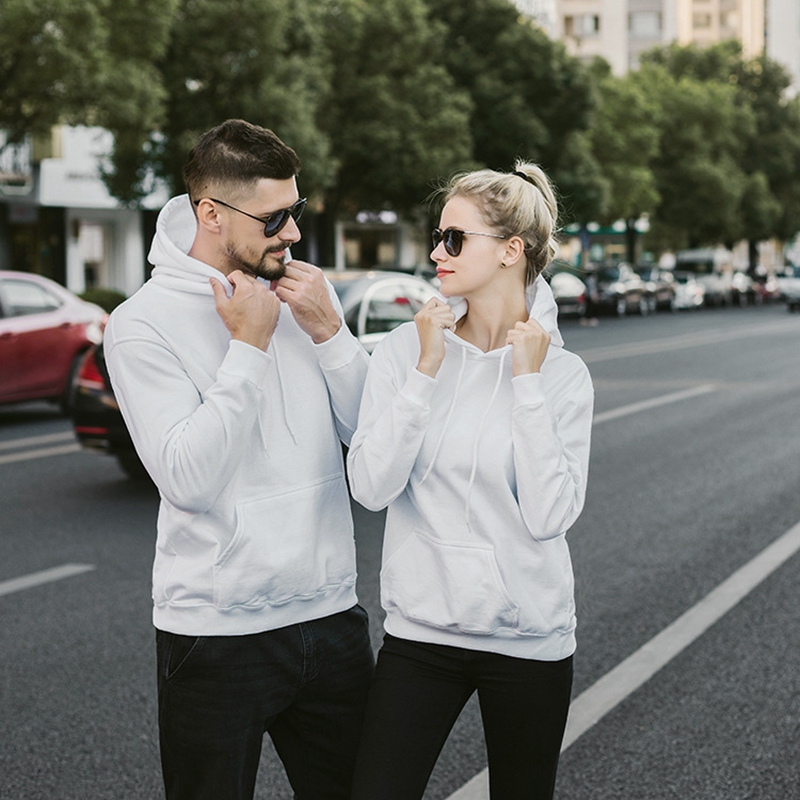 Simple Solid Color Couple Hooded Spring Breathable Cotton Loose And Comfortable Plus Size Men'S Clothes