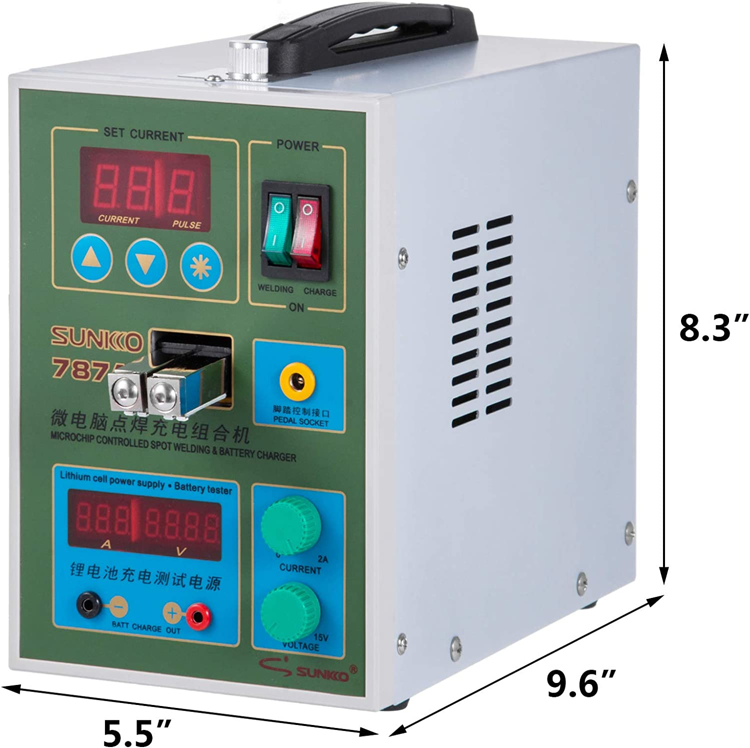 Аппарат для точечной сварки Sunkko-Battery, Аппарат для точечной сварки с импульсными аккумуляторами, Аккумуляторное сварочное оборудование 18650, 787A +