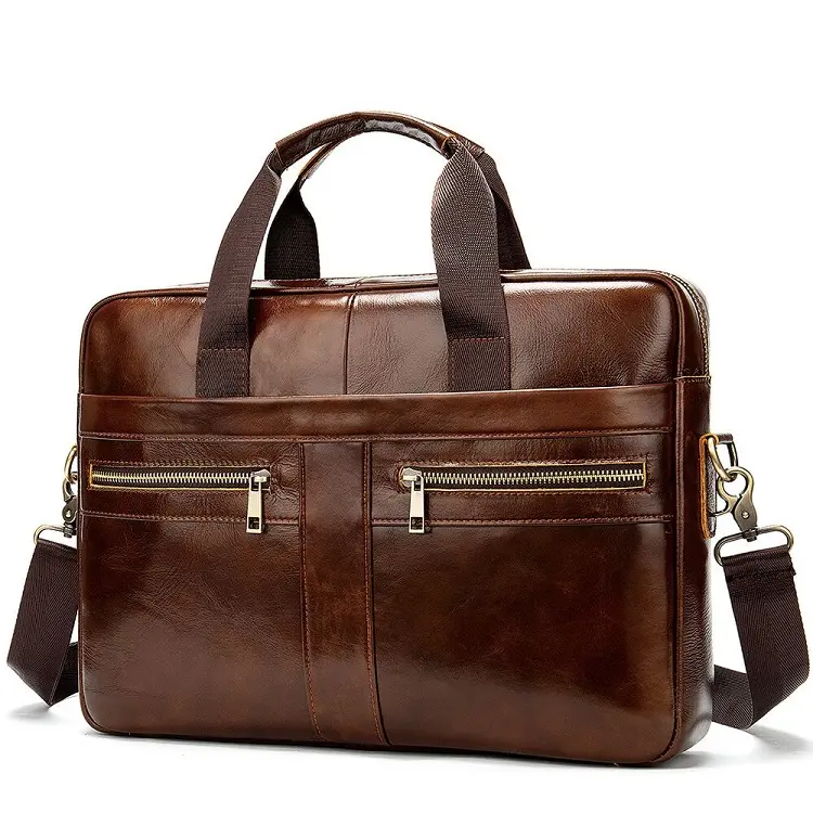 New Design Business Laptop Bag Waterproof Computer Handbag Soft Sided Leather Lawyer Briefcase For Men