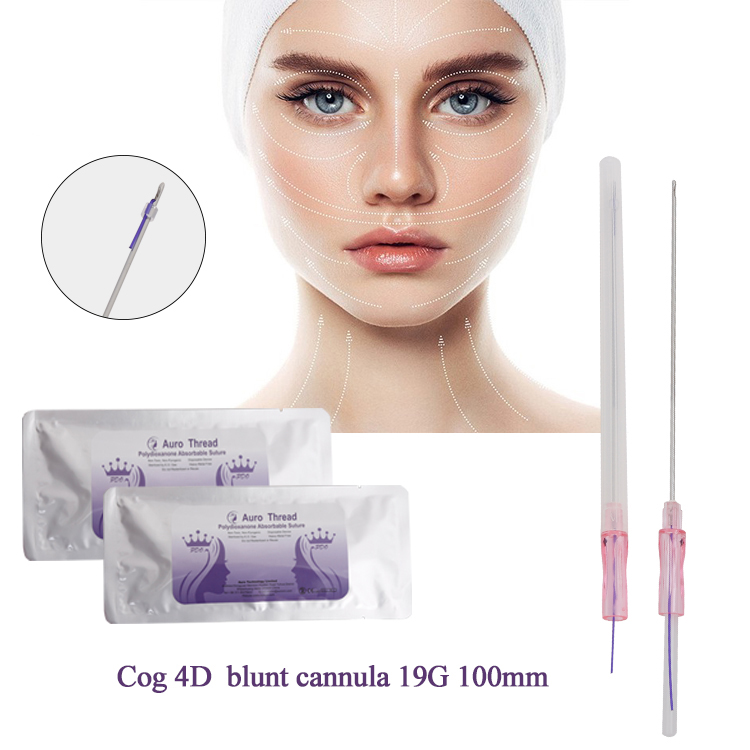 Cog 4D blunt cannula 19 г 100 мм Золотая Корейская pdo нить, лифтинг hilos de lifting для красоты лица
