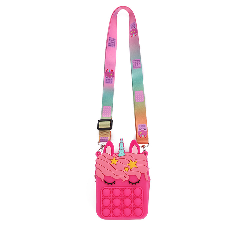 Anti stress silicone push bubble fidget sensory unicorn Shoulder Coin Bag