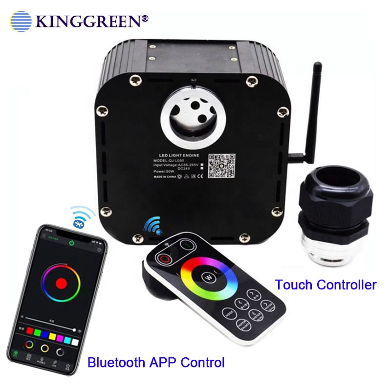 Супер яркость Мерцание 50 Вт RGB Освещение двигателя Bluetooth приложение Смарт управление волоконно-оптический светодиодный осветитель для потолочной звезды