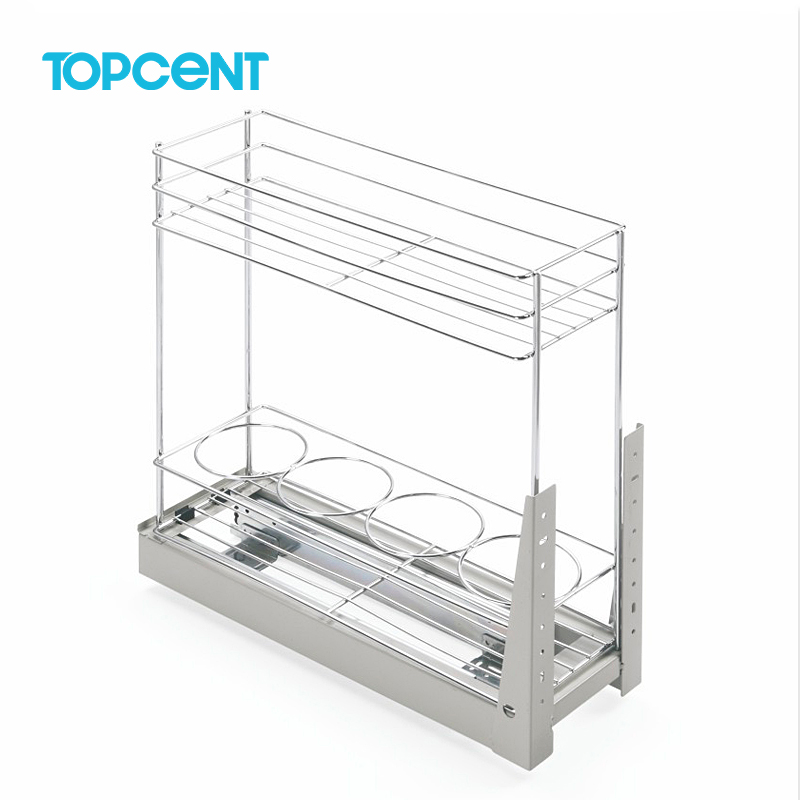 TOPCENT Modern Stainless Steel Pull-Out Wire Basket Kitchen Storage Accessories for Drawers & Cabinets