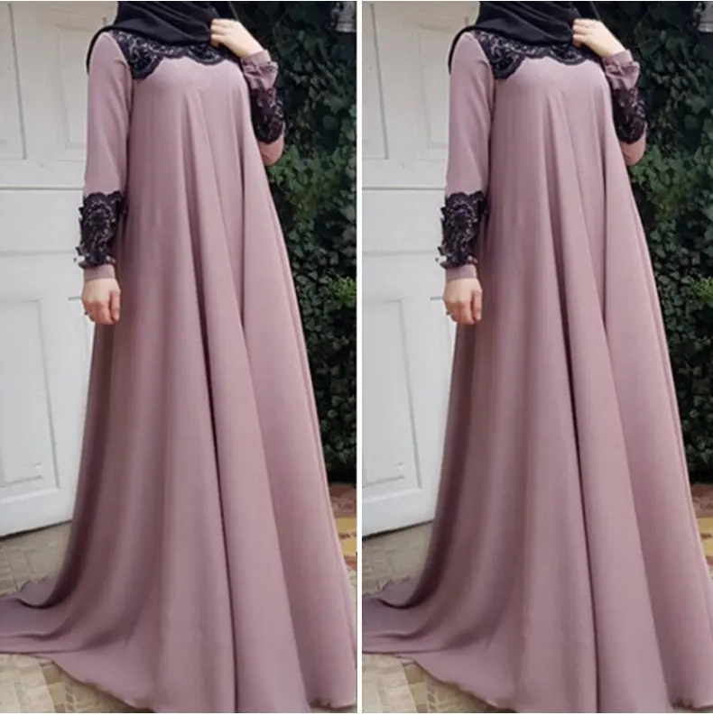 Popular Products 2021 Muslim Long Sleeve Maxi Dress Beaded Robe Woman Muslim Long Dresses