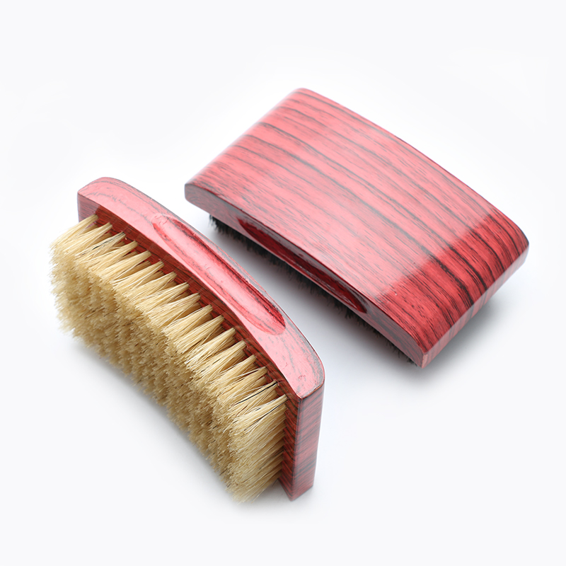 Abeis Wholesale OEM Red Grain Dense White Boar Bristle Square Wave Brush For Detangling Beard Brush