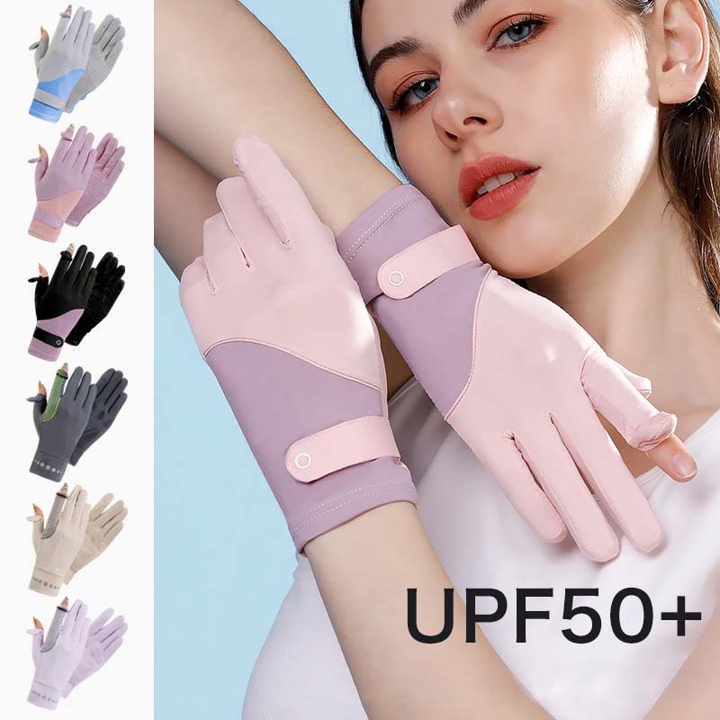 Uv protection Gloves Women's thin summer ice silk non-slip touch screen mitten