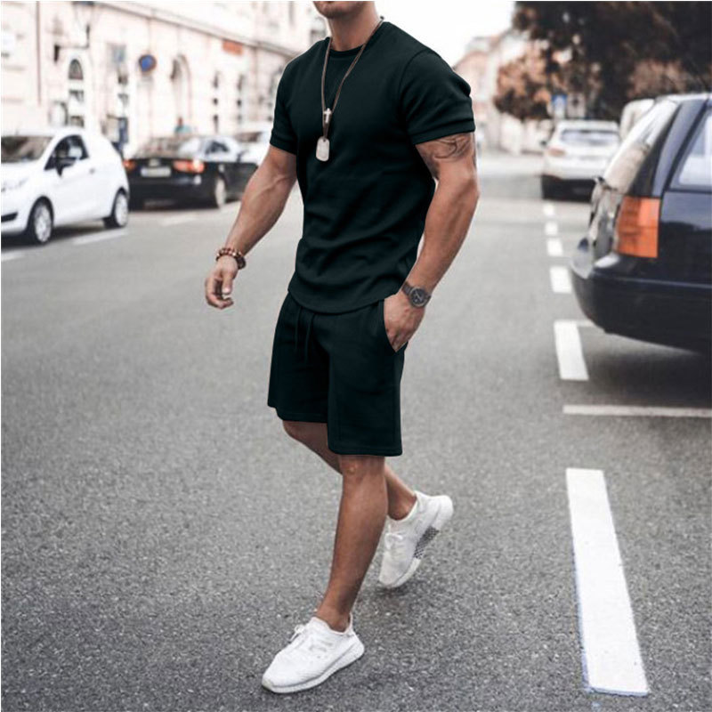 MS004 Summer Clothing 2021 Blank Tracksuit Men Wear 2 Piece T Shirt Custom Short Sets For Men