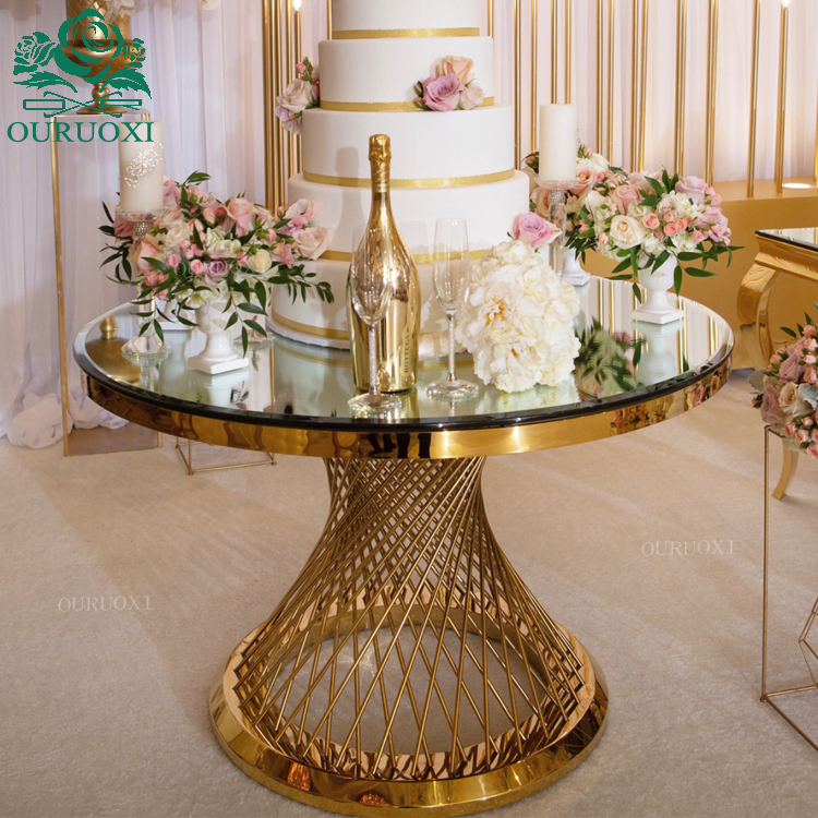 Elegant designs glass mirror stainless steel base dining table