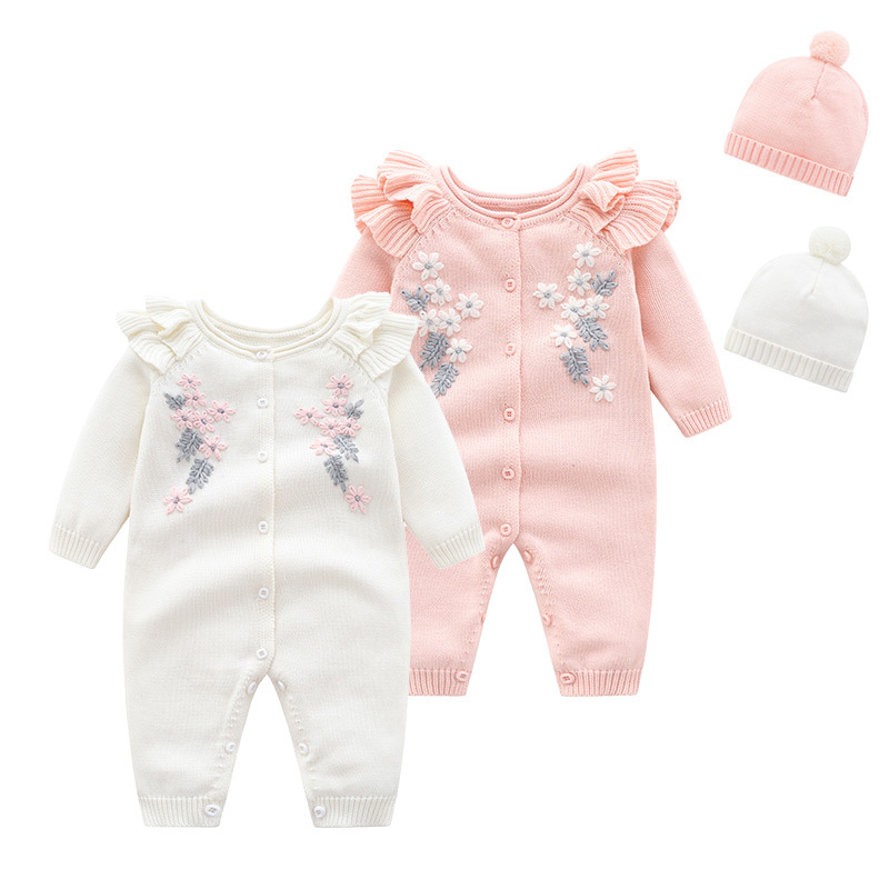 Top Quality Baby Wool Knitting Jumpsuits Climb Clothes New Born Baby Full Body Romper Winter Pure Cotton Grade Unisex