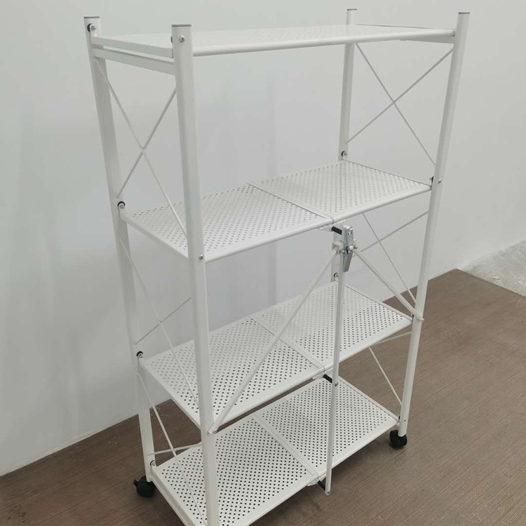 Multi-function household kitchen 4 tier dish rack folding food storage holders shelf