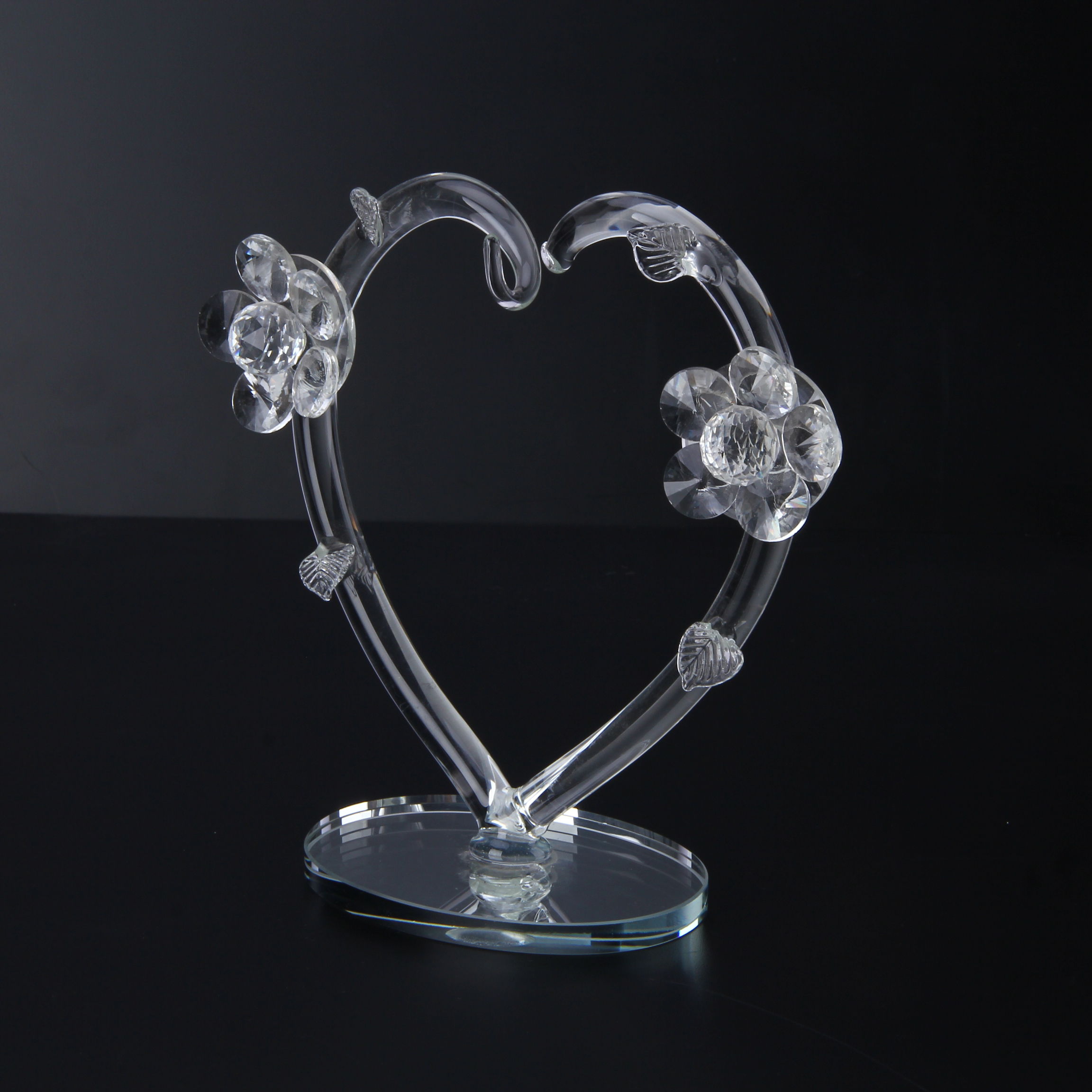 Innovation Design Heart Shape Flower Clear Love Crystal Decoration Glass Crafts