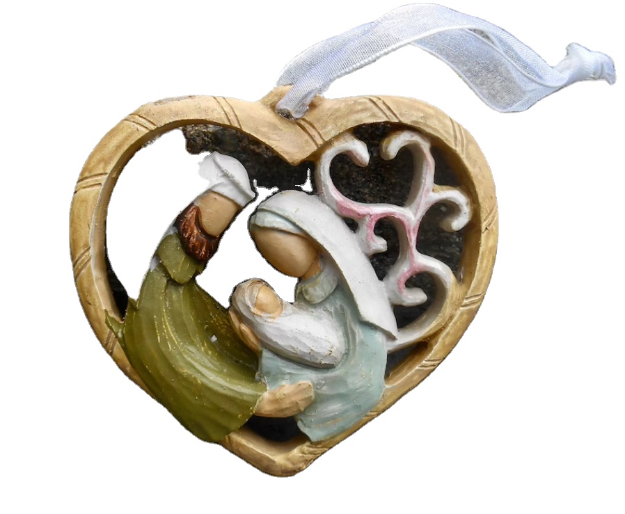 Nativity Holy Family Christmas Resin Heart nativity Ornament