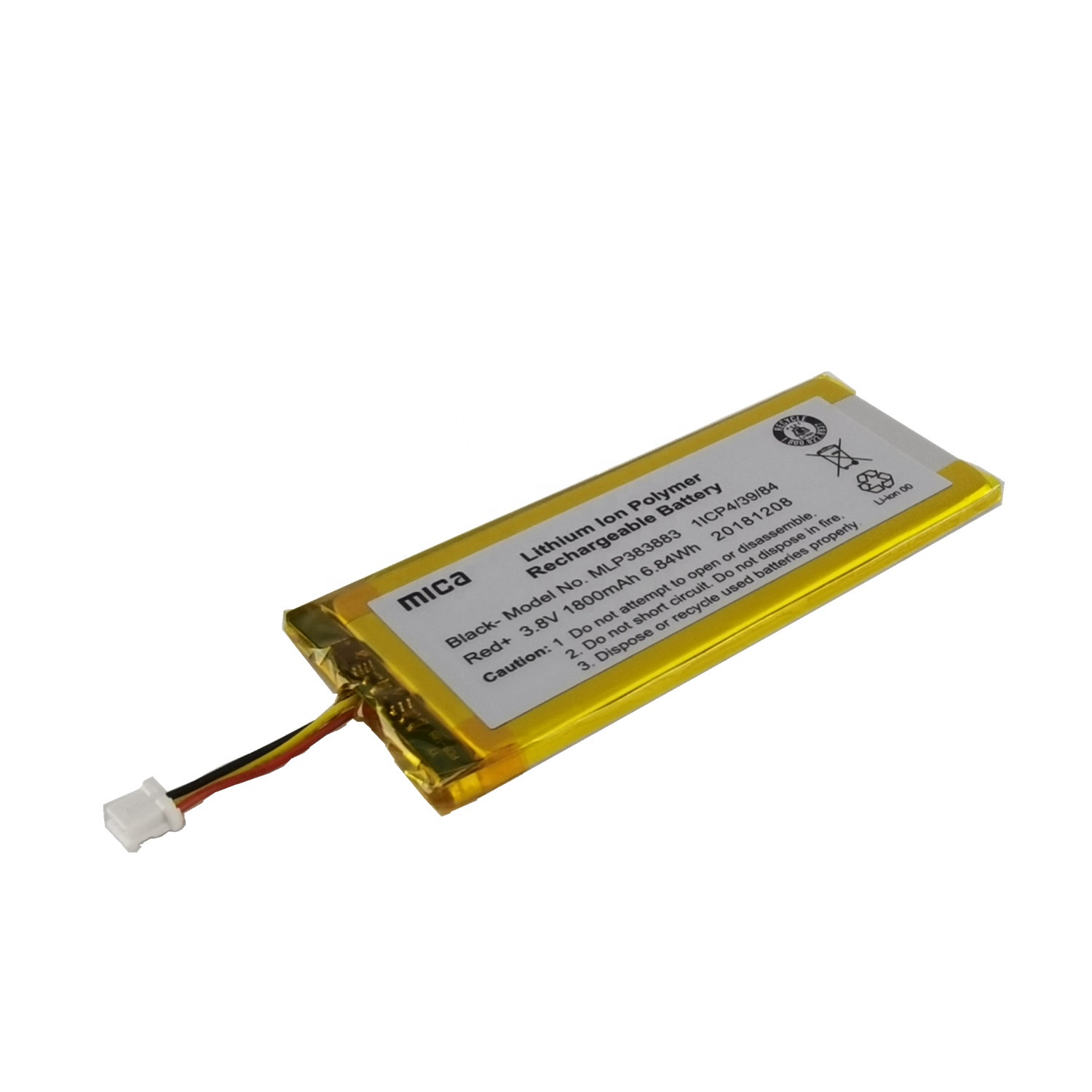IEC62133 CB одобренный 103450 lipo аккумулятор 1800mah 383883 3,7 v 1800mah 6.66wh литий-полимерный аккумулятор