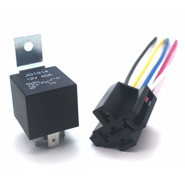 Factory direct sales JD1914 car relay 12V/24V 40A 4 feet/5 feet iron back with wire socket for car modification